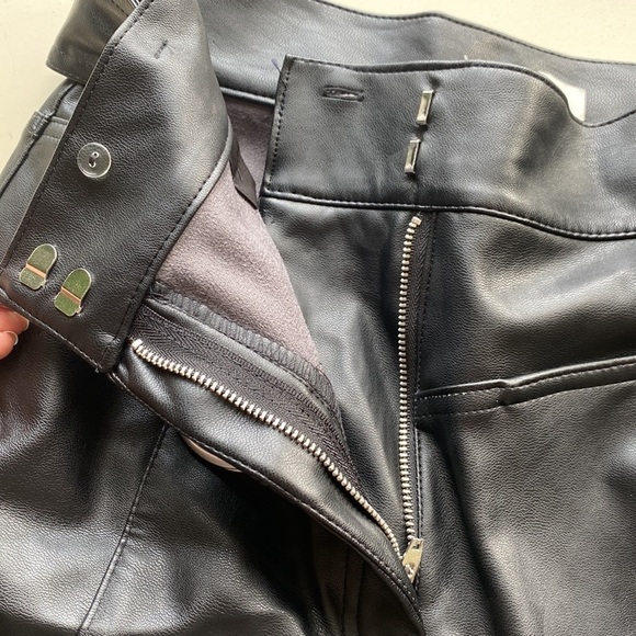 H&M Faux Leather Trousers Pants with belt, black, size 8 - Picture 5 of 5